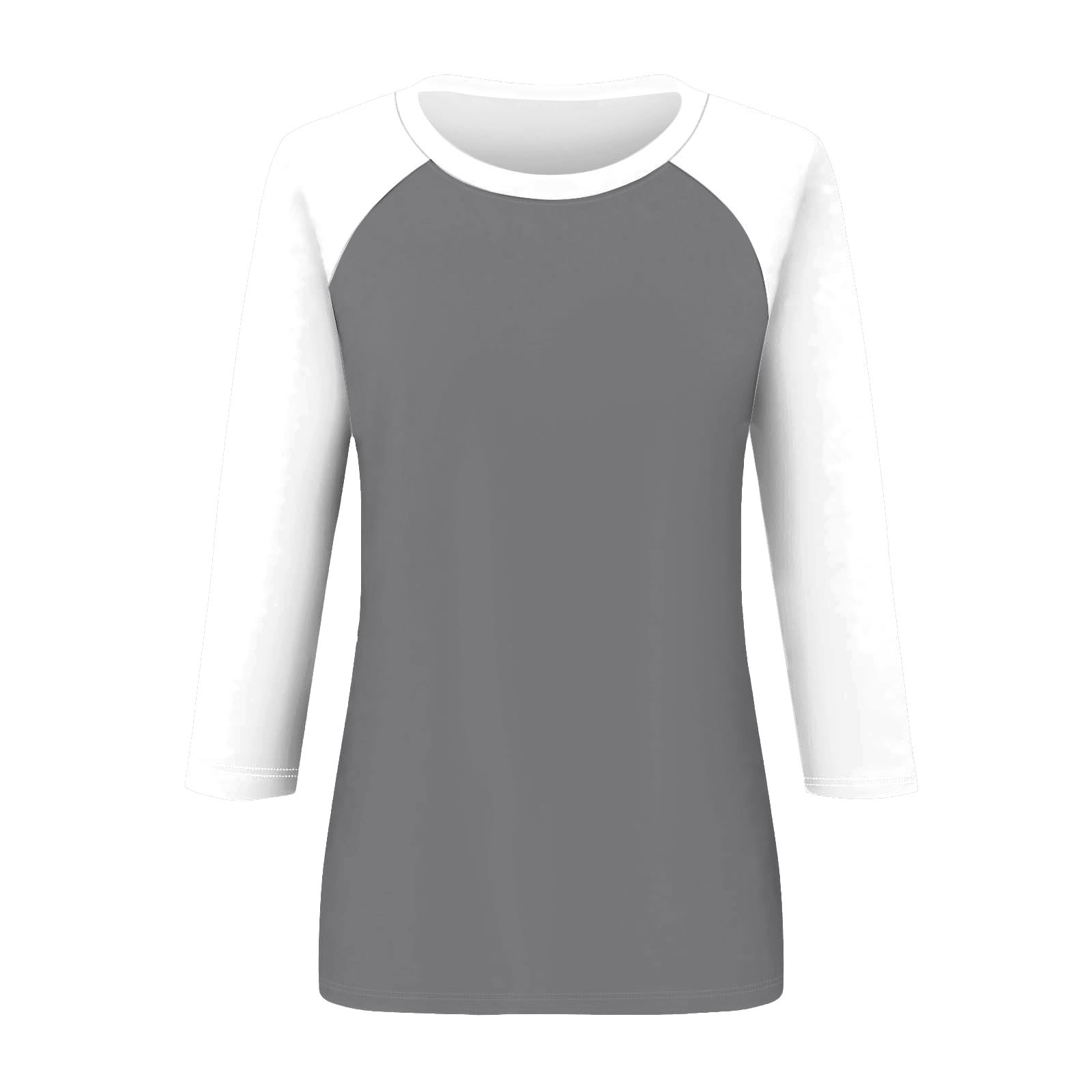 thumbnail image 4 of Camiseta raglán de manga 3/4 para mujer: cuello redondo, estampado informal, versátil para todas las estaciones (S-XXL), 4 of 5